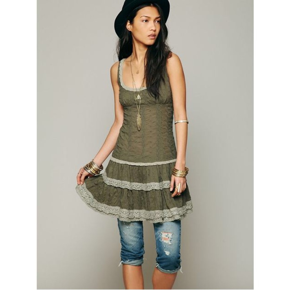 Fairy green crochet dress tiered corset style dress